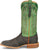 Justin Mens Cowman 13in Shrunken Shoulder Chocolate/Green Leather Cowboy Boots