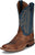 Justin Mens Poston 11in Western Amber/Blue Leather Bent Rail Cowboy Boots