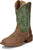Justin Mens Big Bucks 11in Western Tan/Green Leather Frontier Cowboy Boots