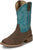 Justin Mens Big Bucks 11in Western Walnut/Blue Leather Frontier Cowboy Boots