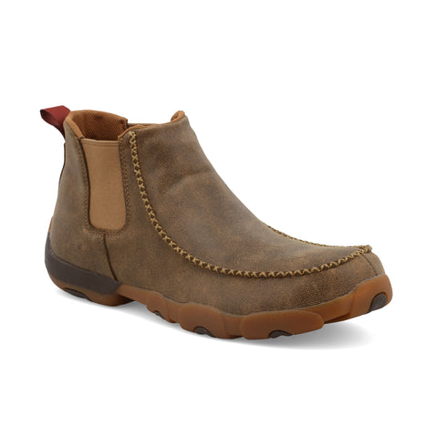 Twisted X Mens 4in Driving Moc Bomber Leather Chelsea Boots