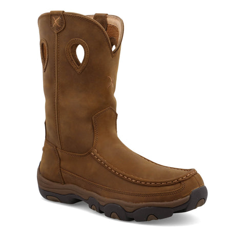 Twisted X Mens 11in Pull On Hiker Distressed Saddle Leather Work Boots