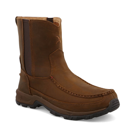 Twisted X Mens 8in Pull On Hiker Distressed Saddle Leather Work Boots