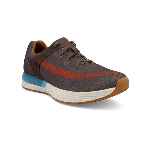 Twisted X Mens CellStretch Active Dark Taupe/Grenadine Leather Sneakers Shoes