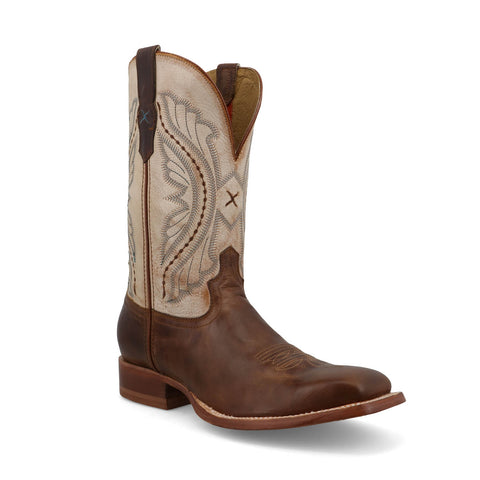 Twisted X Mens 12in Rancher Western Tobacco Brown/Sand Leather Cowboy Boots