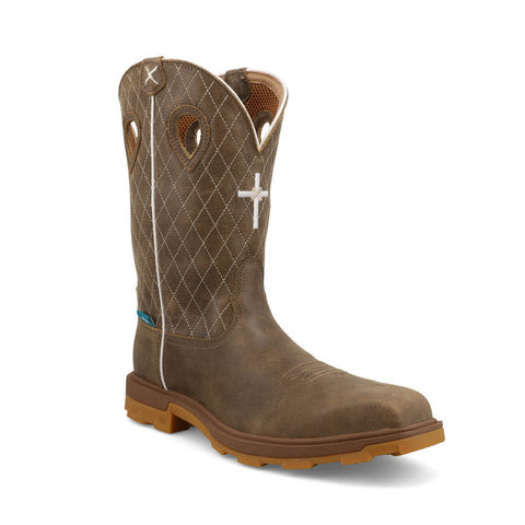 Twisted X Mens 12in UltraLite X Nano Toe Bomber Leather Work Boots