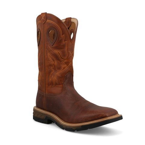Twisted X Mens 12in Western EH SR Ginger/Rust Leather Work Boots