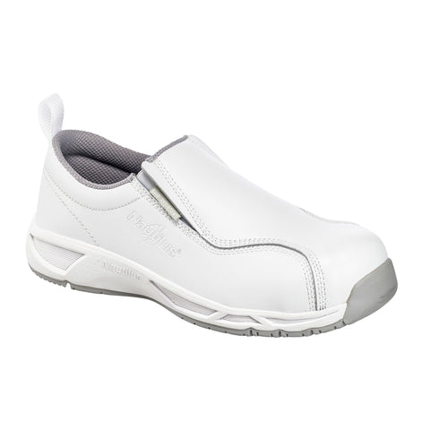 Nautilus Womens White Leather Comp Toe ESD Athletic Work Shoes