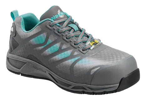 Nautilus Womens Grey/Aqua Mesh Comp Toe 2485 ESD Work Shoes