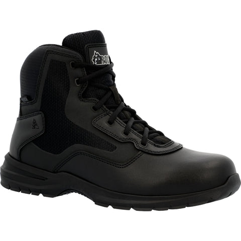 Rocky Mens Black Leather 6in Cadet Side Zip Work Boots