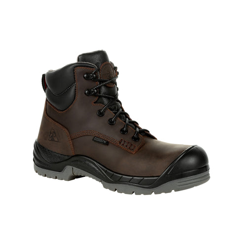Rocky Mens Brown Leather Worksmart 6in CT WP Work Boots