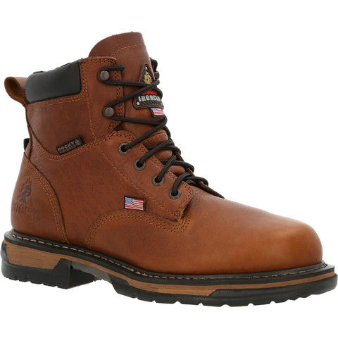 Rocky Mens Brown Leather Ironclad Waterproof Work Boots