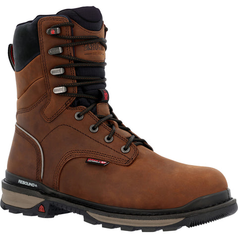 Rocky Mens Brown Leather Rams Horn WP CT Work Boots
