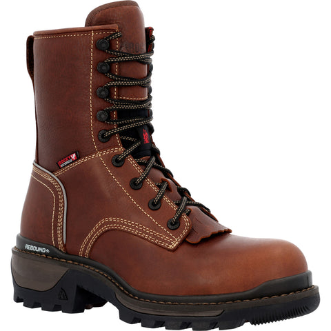 Rocky Mens Brown Leather Rams Horn CT WP Work Boots