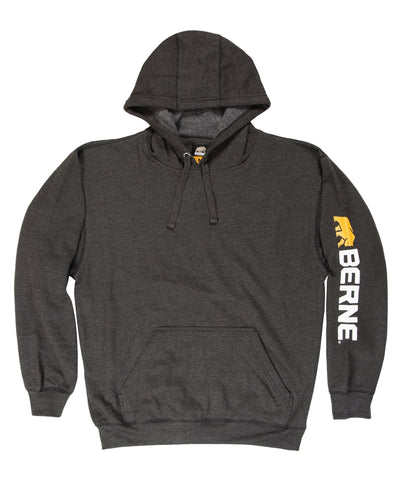 Berne Mens Charcoal Cotton Blend Pullover Hooded Sweatshirt