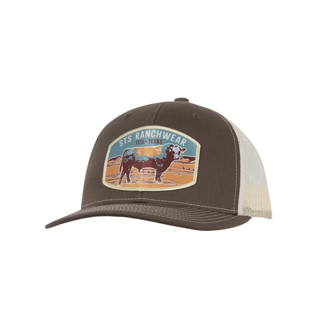 STS Ranchwear Unisex Bullscape Patch Choco Chip/Birch Cotton Blend Baseball Cap