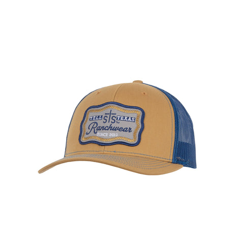 STS Ranchwear Unisex Buckle Patch Biscuit/True Blue Cotton Blend Baseball Cap