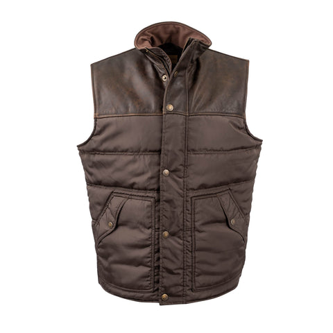 STS Ranchwear Mens Lucas Brown Nylon Leather Vest