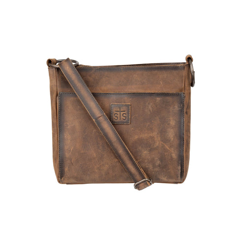 STS Ranchwear Womens Baroness Olivia Distressed Brown Leather Crossbody Bag