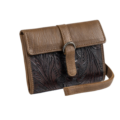 STS Ranchwear Womens Boho Cowgirl Tillie Brown/Tan Leather Checkbook Wallet