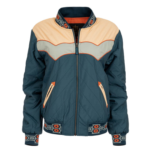 STS Ranchwear Womens Salinas Bomber Teal/Multicolor Nylon Blend Softshell Jacket