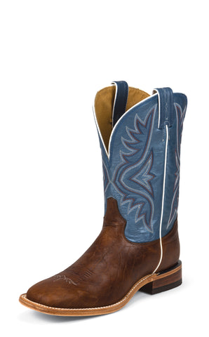 Justin 11in Mens Blue/Cimarron Avett Leather Cowboy Boots