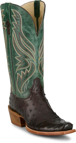 Tony Lama Womens Zaire Chocolate Full Quill Ostrich Cowboy Boots