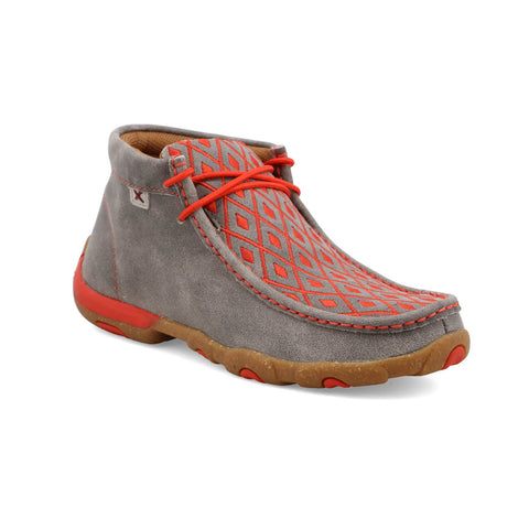 Twisted X Womens Driving Moc Diamond Grey/Grenadine Leather Chukka Boots