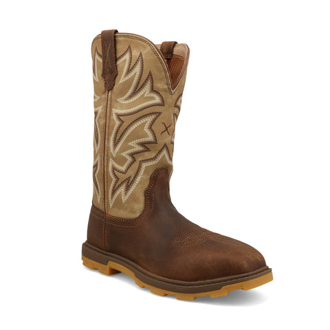 Twisted X Womens 11in UltraLite X Bison/Pear Leather Work Boots