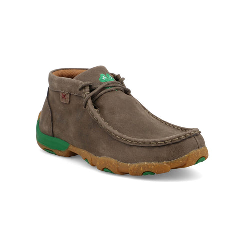 Twisted X Youth Unisex Driving Moc 4-H Taupe/Kelly Green Leather Chukka Boots