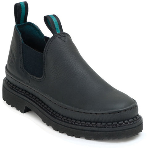 Georgia Giant Womens Black Leather Romeo Casual Slip-On Work Boots